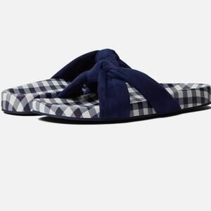 DRAPER JAMES Stella Slide Sandal in Blue and White Plaid size 8